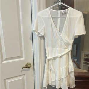 Princess Polly Cream Wrap Mini Dress